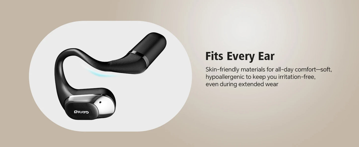 Ohayo Open-Ear Earphones Ear Hooks Wireless Bluetooth 5.4 Headphones IPX6 Waterproof Air conduction Sports Earbuds TWS with Mic