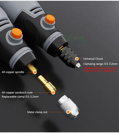 35W Rechargeable Electric Drill 3 Speed Engraving Pen USB Cordless Rotary Tool For Jewelry Metal Dremel Tools 8500r-21000r/min
