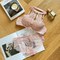 Luxury French Lace Halter Bra Small Chest Push-Up Sheer Bralette Seductive Allure Black Lingerie Set Wire-Free Comfort MOYISU AB