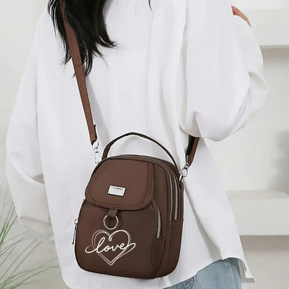 1pc Heart Love Print Shoulder Bag Women's Casual Mini Crossbody Bag Adjustable Good Capacity Small Handbag Girls Crossbody Bag