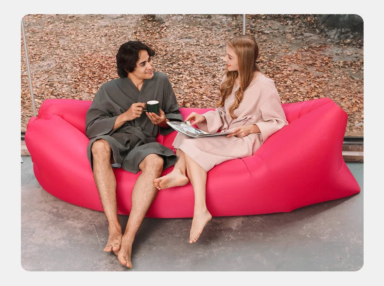 Pillow style inflatable sofa, outdoor portable lazy air sofa, foldable inflatable bed, sleeping bag