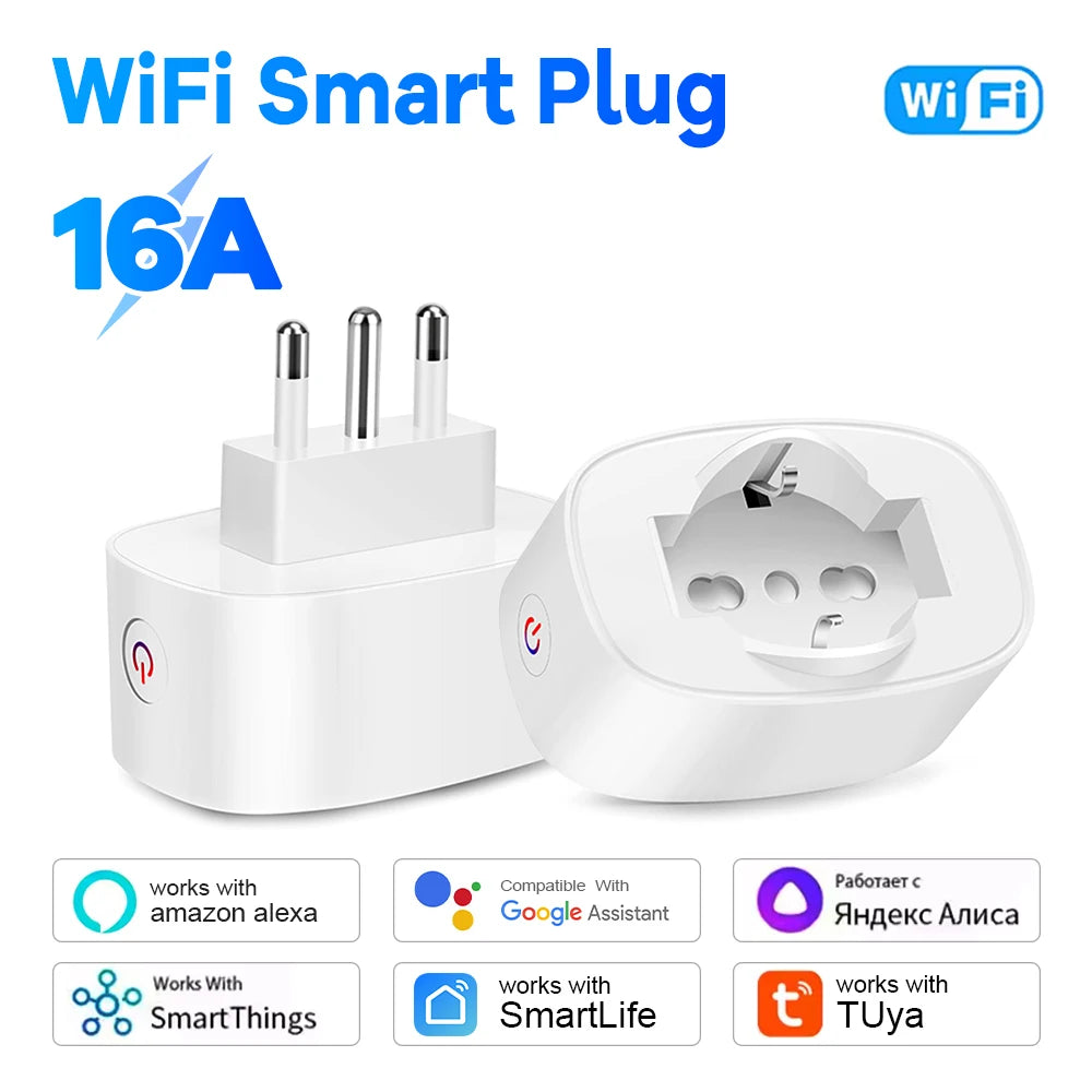 Smart WiFi Socket BSD60 Italian Chilean Plug EU Compatible 16A 20A Power Monitor App Remote Control Timer Countdown Group