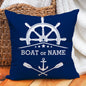 Custom Boat Name Pillow Covers Personalized Nautical Anchor Cushion Cases for Yacht Home Decor Beach House Welcome Aboard