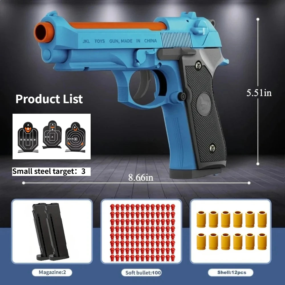 2011 G17 Shell Ejecting Blowback Pistol Continuous Shooting Outdoor Game Toy Gun for Kids Adults Birthday Gift