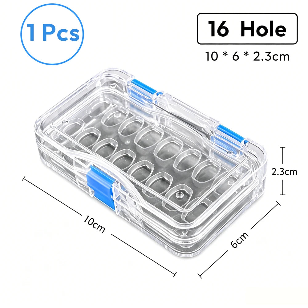 Dental Veneer Membrane Box with Film Transparent Denture Storage Box with 6/16 Hole for Small Crown Dentistry Materials Tools