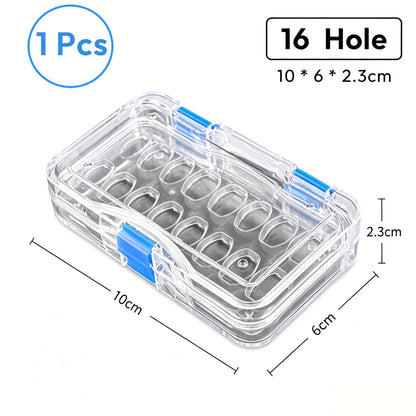 Dental Veneer Membrane Box with Film Transparent Denture Storage Box with 6/16 Hole for Small Crown Dentistry Materials Tools