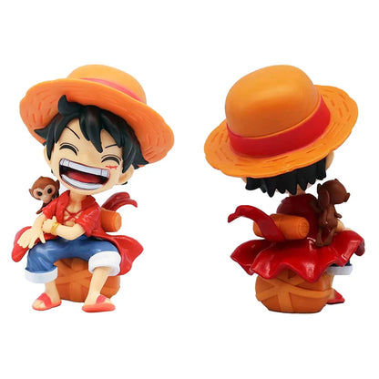 Anime peripheral series new ONE PIECE Luffy Solon Sanji Q-version sitting posture model figurine toy for children birthday gifts