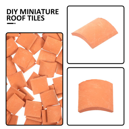 70pcs Mini Roof Tiles Miniature Simulated Roof Tiles Models Pottery Clay Roof Tiles DIY Miniature House Props 1.7x1.6cm