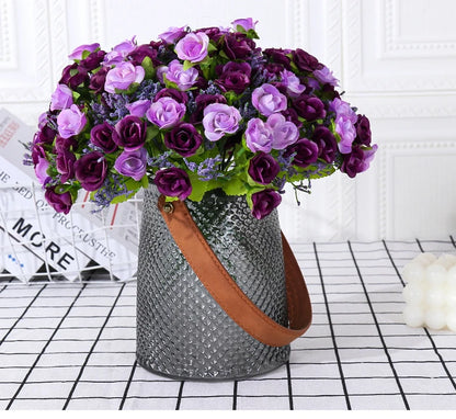 Simulated Rose Bouquet Home Decoration Small Rose Camellia Wedding Decoration Artificial Flowers Garden Decoration