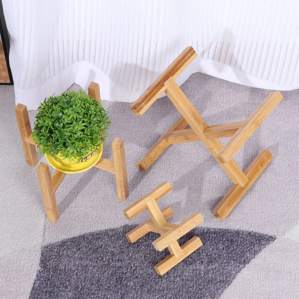 Floor-Standing Bonsai Display Stand Wood Flowerpot Holder Flower Pot Base Indoor Outdoor Home Decoration Tray Garden Supplies