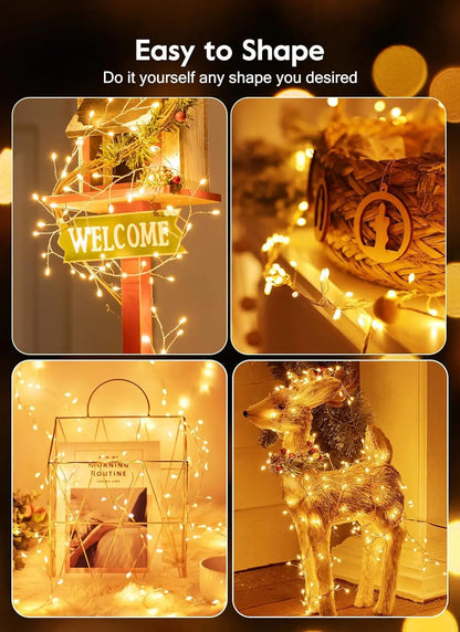 USB Power LED Firecracker String Lights Remote Control Garland Fairy Lights for Wedding Party Garden Plants Christmas Decoration