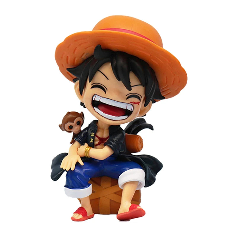 Anime peripheral series new ONE PIECE Luffy Solon Sanji Q-version sitting posture model figurine toy for children birthday gifts