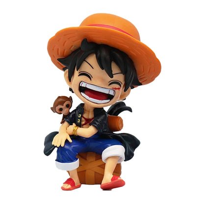 Anime peripheral series new ONE PIECE Luffy Solon Sanji Q-version sitting posture model figurine toy for children birthday gifts