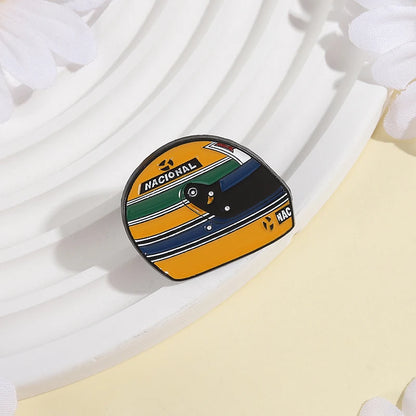 Racing Driver Enamel Pins Custom Brazil Racing Legend Helmet Brooches Lapel Badges Clothes Funny Jewelry Gift for Kids Friends