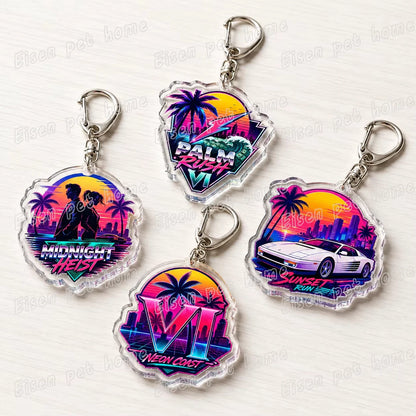 Classic Game Vice City Keychains for Accessories Bag Charm San Andreas Pc Games Lovers Keyring Jewelry Fans Gifts
