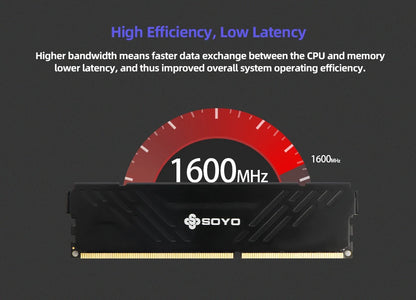SOYO 8GB DDR3 1600MHZ memoria ram 240-Pin 1.5V for Desktop PC Memory RAM no ECC black white red intel AMD 64BIT