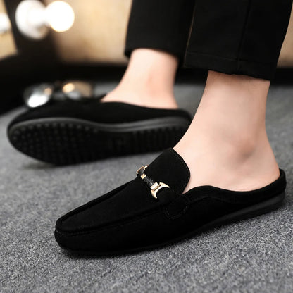 Fashion Red Men's Half Shoes Summer Lightweight Casual Shoes For Men Flat Slippers Comfortable Soft Slip-on Shoes Man Loafers