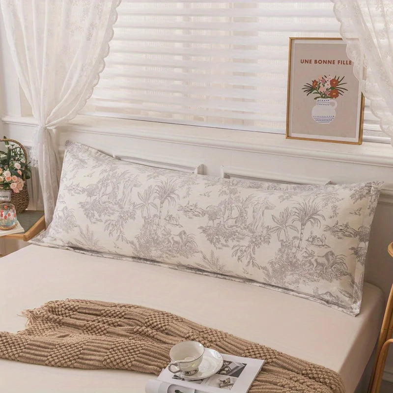 1pc 100% Polyester And Hemp Double Long Pillowcases,  Pillowcase Lover Sleeping Bedding