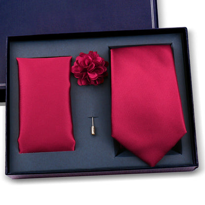 Elegant Ties For Men Classic Paisly Neck Tie Pocket Square Brooch Set With Gift Box Mens Business Wedding Suit Accessories
