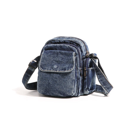 Denim Messenger Bags Women 100% Cotton Crossbody Bags Men More Cloth Shoulder Bags Washed Canvas Flap Packages Travel Purse