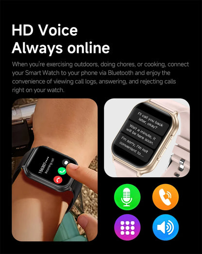 1.83" Smart Watch Sleep Heart Rate Monitor BT Call Messages Notifications Sports Fitness Tracker Watch for Women Men Android iOS