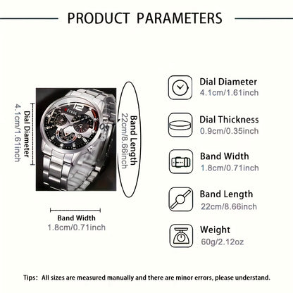 4pcs New Men's Business Fashion Round Quartz Watch Set Gifts for men