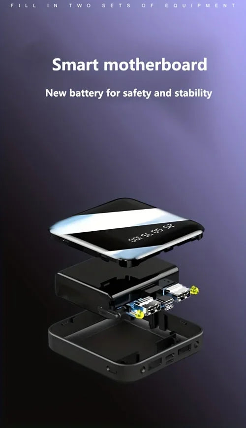 30000mAh Mini Power Bank Fast Charging Large Capacity Portable Power Bank 4 in 1 Cable for Xiaomi iPhone Samsung Huawei 2025 New