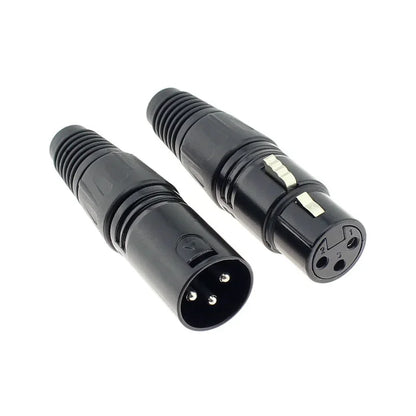 2PCS XLR 3Pin Male/Female Microphone Audio Cable Plug Connector Cannon MIC Cable Terminal Black Silver Microphone Plug