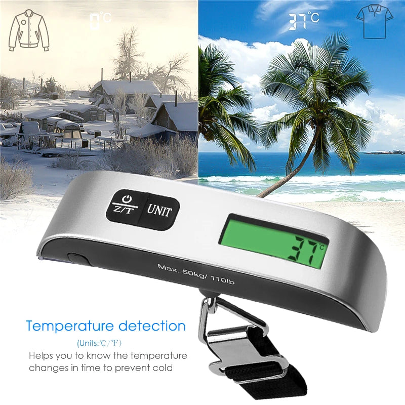 50kgx10g LCD Digital Scale Electronic Luggage Hanging Weight Scale Portabal Handheld Travel Suitcase Baggage Weight Scale