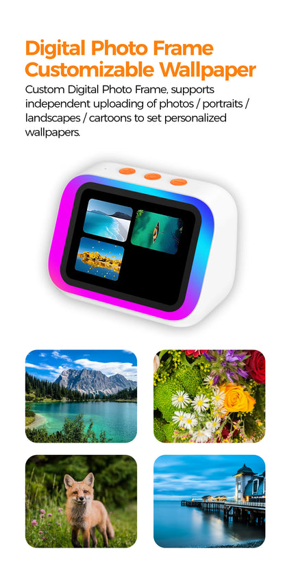 AI Bluetooth Speaker 5.4 AI voice assistant HD Touch Screen Display Electronic Album Alarm Clock Hands-free Calling