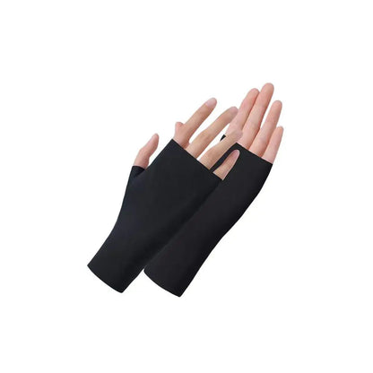 Women Fingerless Sunscreen Gloves Thin Cool Ice Silk Silky Sun Block Driving Gloves For Women Men Driving Summer UV Protection