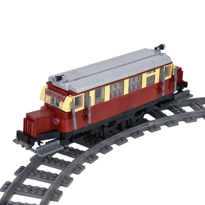Vintage Dual Cab Train MOC Blocks, Detailed Retro Railway Locomotive, Educational DIY Toy for Train Fans, No Paper Manual
