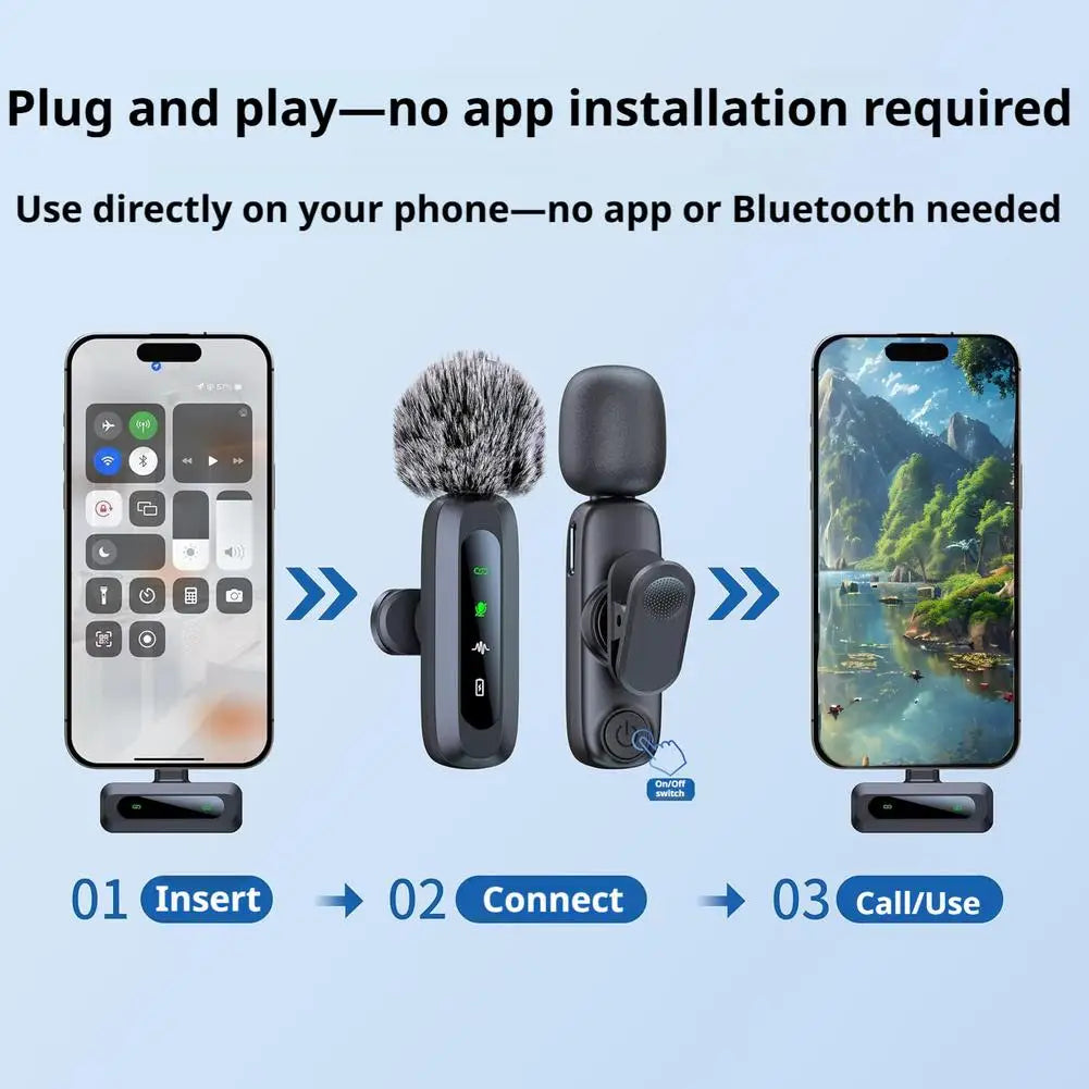 Professional Wireless Lavalier Microphone For Smartphones, Computers and Cameras, Plug and Play,Type-C Port 1-2