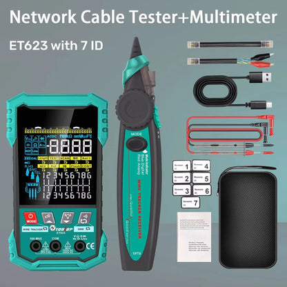 TOOLTOP 3,2-calowy wielofunkcyjny tester kabli sieciowych 400M z testem POE, mapowaniem kabli LAN, multimetrem, NCV i lokalizatorem linii telefonicznych