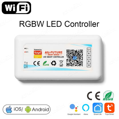 Tuya WiFi Smart LED Controller RGB/RGBW/RGBCCT Single Color Dimmer DC5V-24V LED Strip Remote Switch Works with Alexa Google