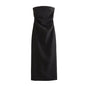 Women Fashion Strapless Gathered Midi Dress Sexy Straight Neck Back Slit Female Dresses Vestidos Mujer