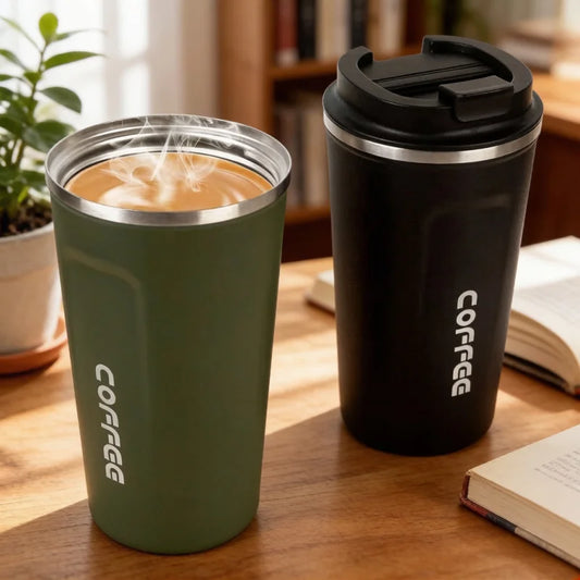 Thermo Cafe Coffee Mug Car Thermos, 380/510ml Leak-Proof Travel Cup for Tea Water Coffee, Double Stainless Steel