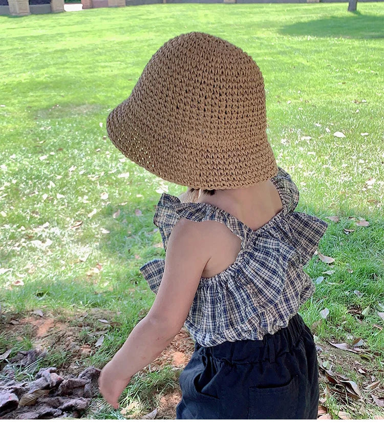 Korean style straw hat for little girls from 1 to 6 years old, sun protection, Korean style