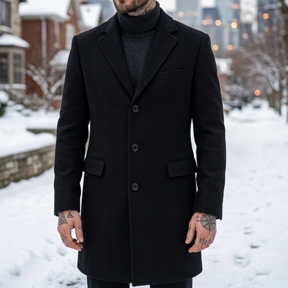New Men's Wool Blend Single-Breasted Trench Coat | Warm Casual Streetwear Overcoat | Autumn Winter Outdoor Jacket [Soft]