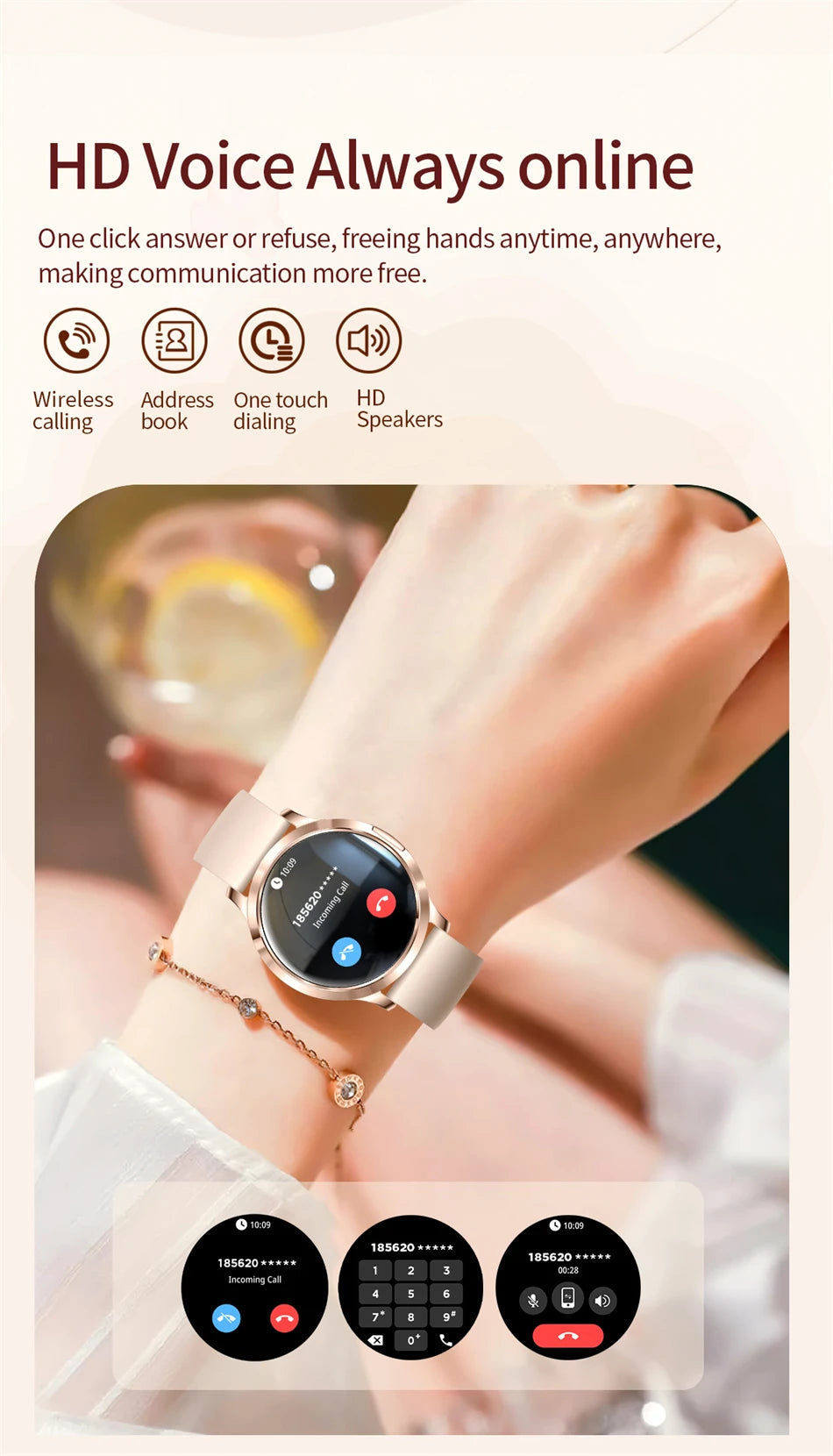 Nowy Smartwatch dla Kobiet 1.32 Cala AMOLED HD Ekran Sportowy Fitness Wodoodporny Zegarek Połączenia Bluetooth Cyfrowy Smartwatch Damski