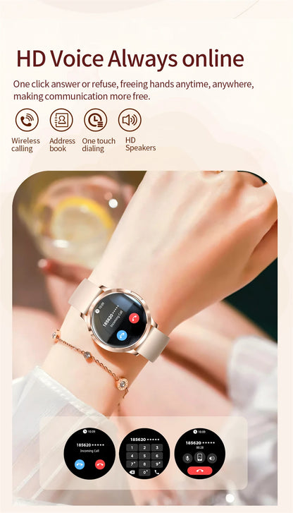 Nowy Smartwatch dla Kobiet 1.32 Cala AMOLED HD Ekran Sportowy Fitness Wodoodporny Zegarek Połączenia Bluetooth Cyfrowy Smartwatch Damski