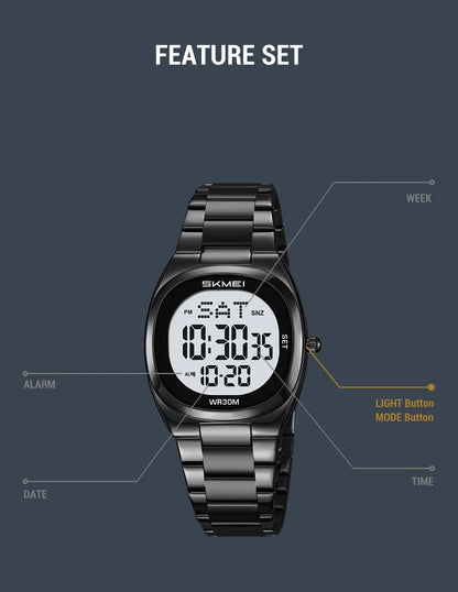 SKMEI 2419 Fashion Electronic Watch Multifunctional Luminous Calendar Alarm Clock Sports Simple Business Digital Watches for Man