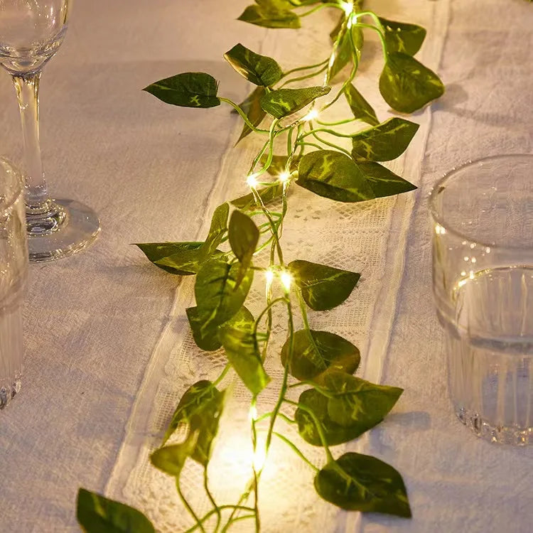 7M/12M/17M Maple Leaf Vine Fairy Lights String LED Solar Light Garden Decoration Waterproof Solar Lamp Wedding Christmas Garland