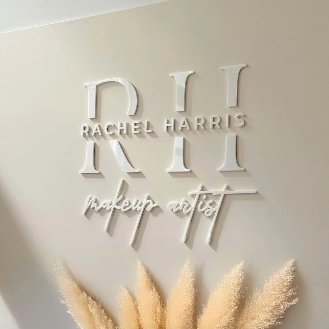 Customized 3D Business Logo Sign Laser Cut Acrylic Logo Wall Mounted Name Sign Beauty Salon/Office/Shop/Home/Dental/SPA Decor