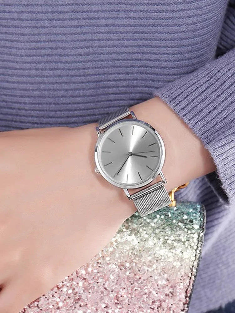 Luxury Women Watches New Stylish Silver Minimalist Business Ladies Alloy Casual Bracelet Montre Femme Female Watch