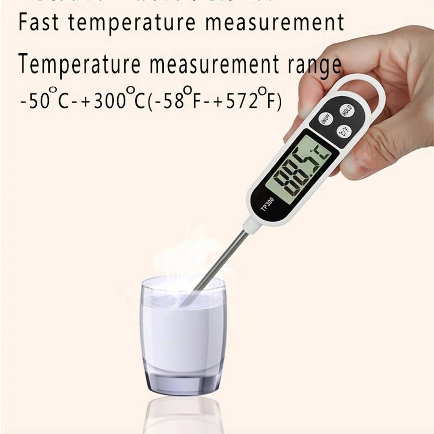 1pc Stainless steel probe cooking food, barbecue stove, water, milk, oil, liquid meat, digital kitchen thermometer