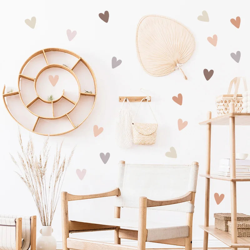 36Pcs Boho Hearts Wall Stickers For Home Living Room Children Girl Boy Bedroom Decoration Baby Nursery DIY Art Decals Wallpaper
