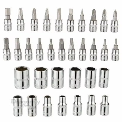 For Harley Dyna Softail Sportster Electra Road King Street Glide 46pcs Car Repair Tool 1/4-Inch Socket Set