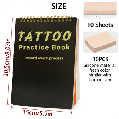 SUANGL Tattoo Practice Skin Book Set-10 Sheets of 1mm Double-side Skin Suitable for Beginners and Studio Students To Practice
