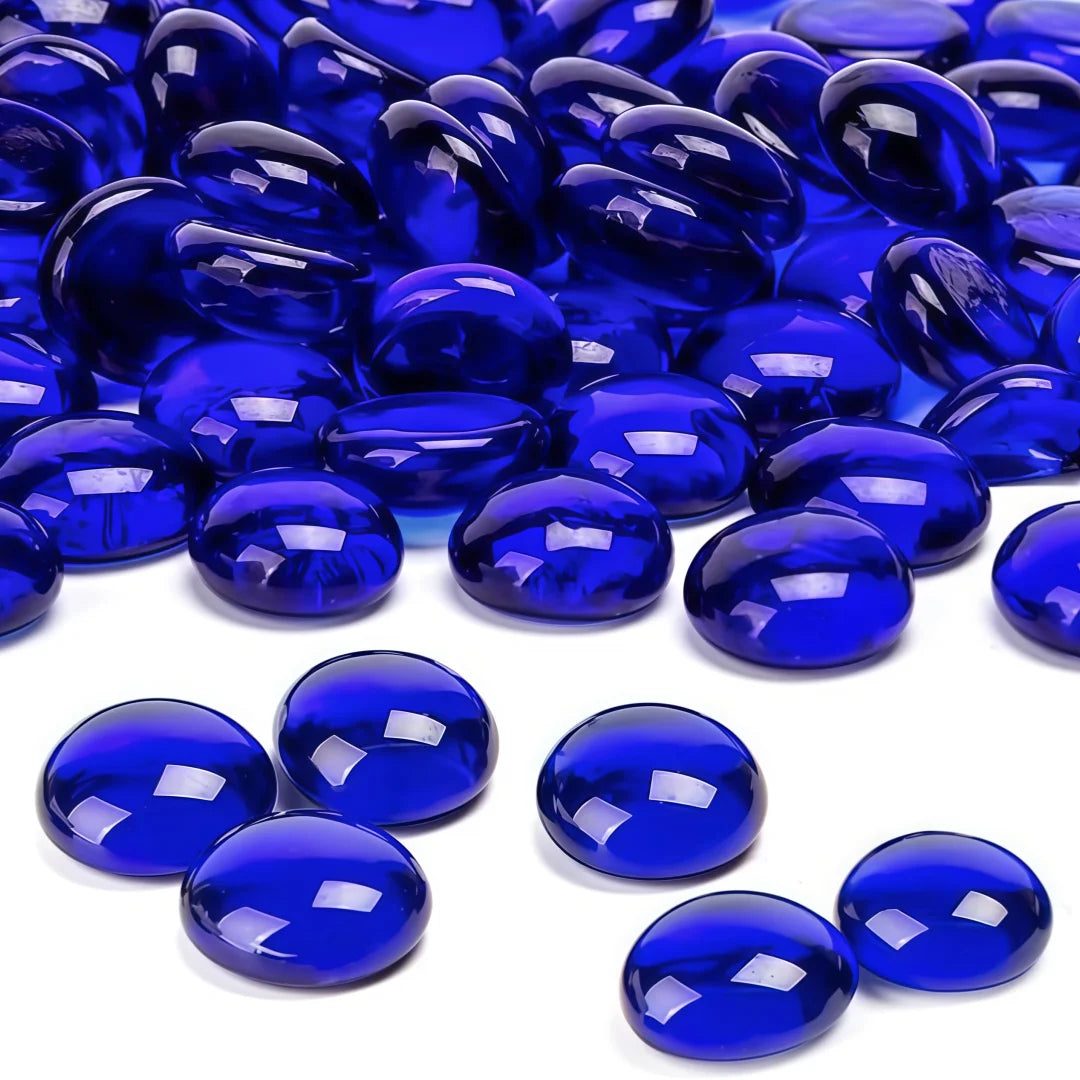 50g/100g/200g Vibrant Blue- Glass Beads, 15-17mm - Ideal for DIY Home Decor, Fish Tank Embellishments & Artistic Vase Fillings